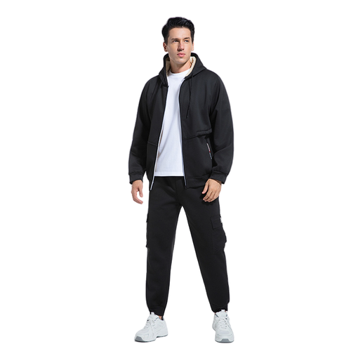 Men's 2 Pieces Set Fleece Zip Up Hoodies Sweatshirt  Cargo Joggers Pants Coat - Bild 2 von 47