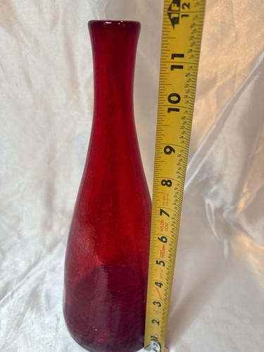 Blenko 920L Winslow Anderson Red Crackle Genie Bottle Decanter (No Stopper) - Picture 3 of 4