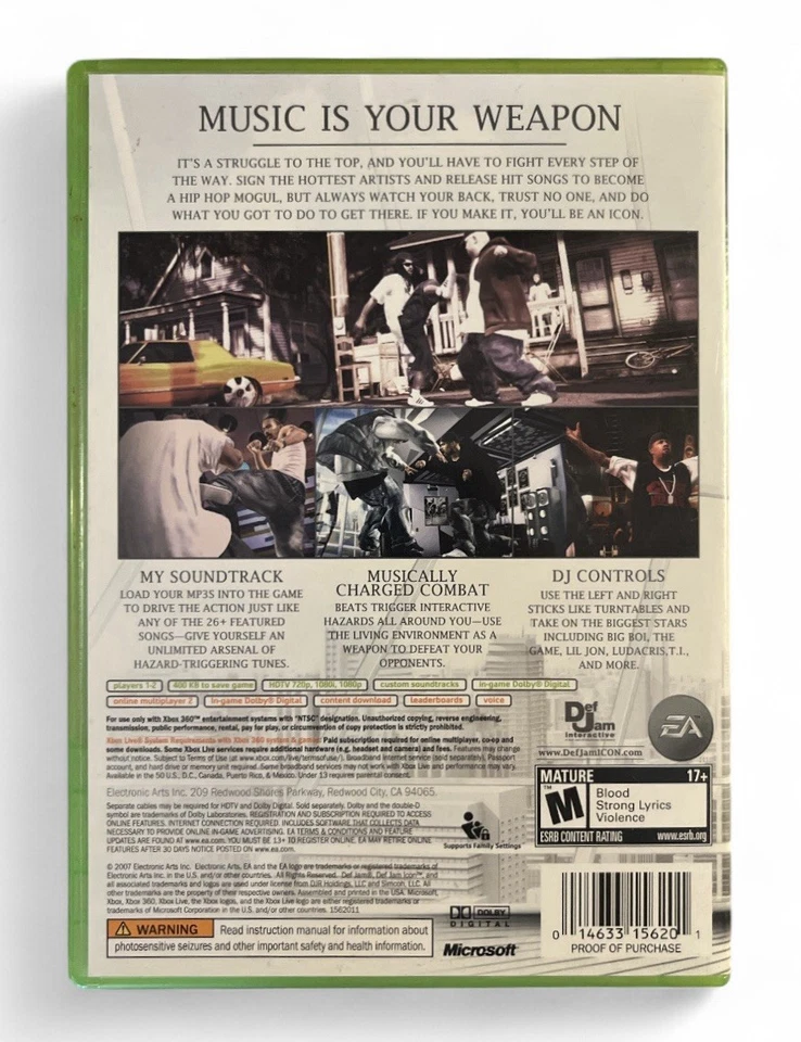 Def Jam ICON (Microsoft Xbox 360, 2007) No Manual TESTED RARE EA NTSC - Image 2 of 4