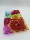 New ListingCracker Barrel Glass Floral Tray, Vibrant Flower Colors 9” x 15” Euc Rare