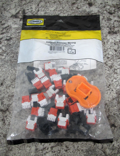 25 x New Hubbell HJ6AOR25 HJ6AOR Orange Nextspeed Cat6a Keystone Modular Jacks - Afbeelding 1 van 3