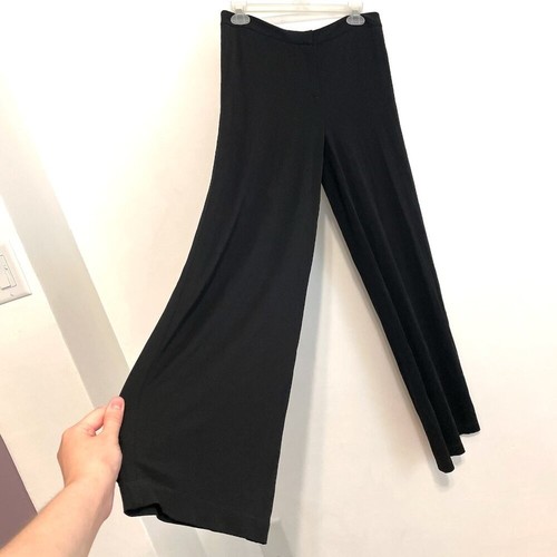 Donna Karan schwarz Slinky Strick Plissee Taille hohe Taille weites Bein Anzughose 8 - Bild 7 von 14