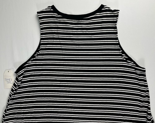 Time Tru XXL 20 Dress Black White Striped Sleeveless Swing Knit Stretch Pockets - Picture 6 of 14