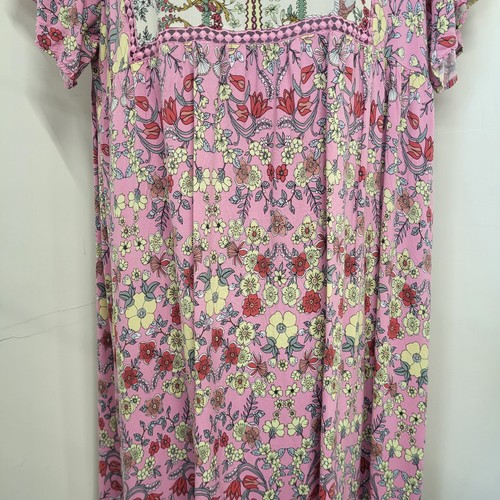 Rusttydustty Kleid Damen Größe 3XL Rosa Blumenmuster vorne zum Binden Boho Bohemian... - Bild 4 von 15