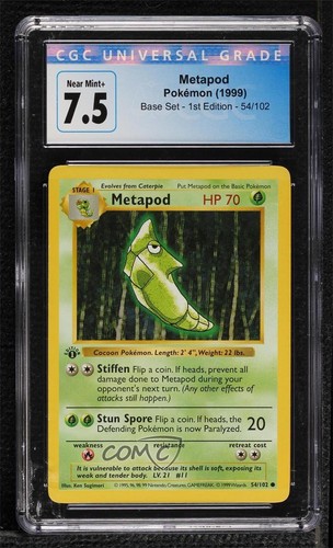 1999 Pokemon Shadowless 1st Edition Metapod #54 CGC 7.5 0yy3