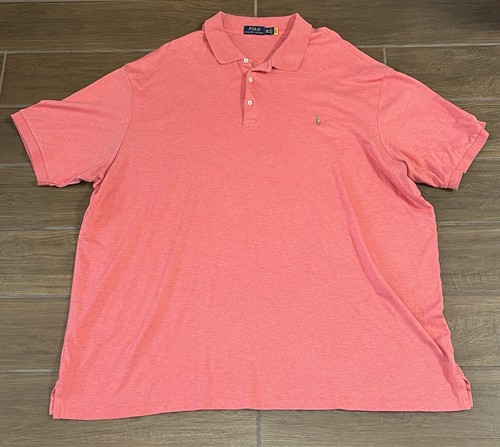 Polo Ralph Lauren Men’s Polo Shirt 4XLT Red Short Sleeve Flesh Pony Big Tall - Picture 1 of 6