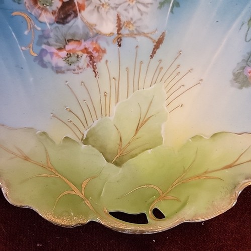 Beauty Antique PLATE Blue Green Gold Flowers Art Noveau Wall decor Grandma Core - Picture 4 of 14