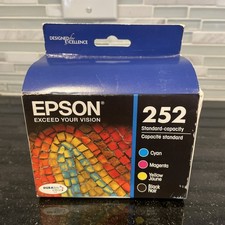 Genuine Epson 252 Black Cyan Magenta Yellow 4 Pack Combo Exp 7/26 -Sealed Box