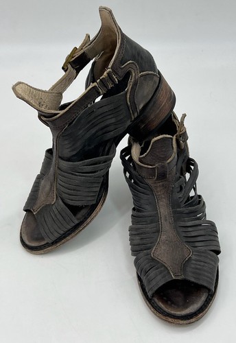 Freebird by Steven FB Arrow Black Leather Strappy Sandals Size 7 - Picture 3 of 13
