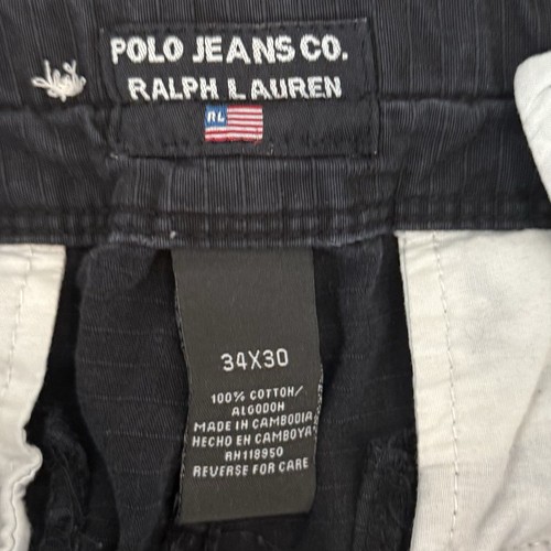 Vintage Polo Jeans Co Ralph Lauren Black Military Cargo Pants Y2K Mens 34x29 VTG - Picture 8 of 8