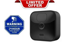 Blink Black Outdoor HD 1080p Wireless Add-On Security Camera + Blue CCTV Sticker