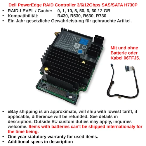 Dell PowerEdge RAID Controller 3/6/12Gbps SAS/SATA H730P 07H4CN Mini Mono