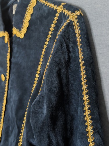 Vintage LINEA by LOUIS DELL'OLIO Jacke Wildleder Echtleder blau Gr. S - Bild 4 von 14