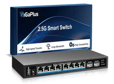 10 Port 2.5Gb Unmanaged Ethernet Switch with 8* 2.5G Base-T Ports, 2* 10G SFP...