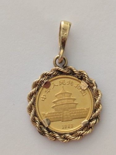 1983 Gold Panda 1/10 oz 10 Yuan Chinese Gold Coin + 14k Gold Pendant. 4a4 - Picture 4 of 5