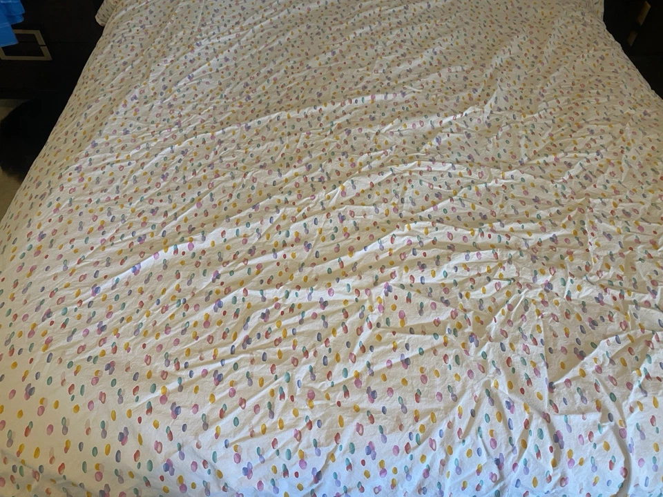 Juego completo de sábanas Pottery Barn Teen puntos de colores 1 ajuste 1 algodón orgánico plano Foto 3 de 4