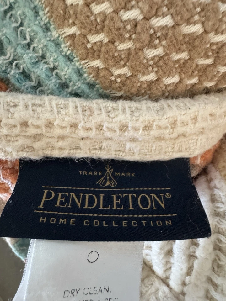 Manta tejida con flecos Pendleton algodón suave multicolor a rayas Foto 3 de 4