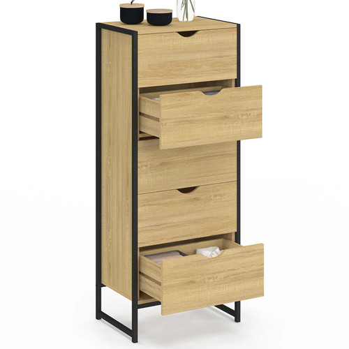 Chiffonnier 5 tiroirs DETROIT 45 cm commode semainier design industriel - Photo 4/6