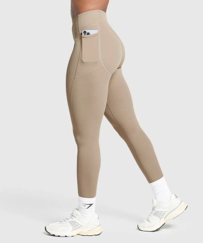 GYMSHARK Leggings da Allenamento a Rete Tasca Donna Taglia M Marrone Atletico GLLG4427 - Foto 2 di 5