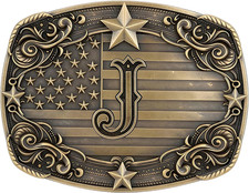 Cowboy Belt Buckle for Men Vintage Western Rodeo Texas Initial Letter ABCDJMR to