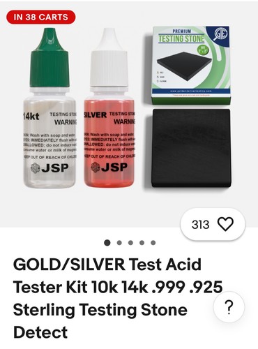 GOLD/SILVER Test Acid Tester Kit 14k .999 .925 Sterling Testing solution + stone