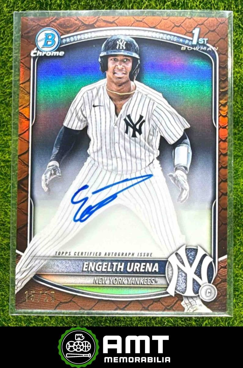 Engelth Urena Auto 2025 Bowman 15/25 Chrome Prospect Reptilian Orange CPA-EU