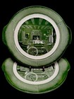 Set of 2 Vintage Colonial Homestead Royal Green Handled Plates platters 11 inch