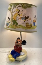 Vintage Walt Disney Mickey Mouse Nursery Lamp or Night Light w/ Shade 1981