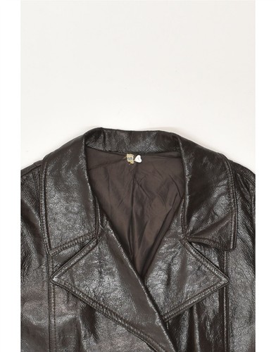 VINTAGE Womens Double Breasted Coat IT 48 XL Black AG13 - Picture 3 of 3