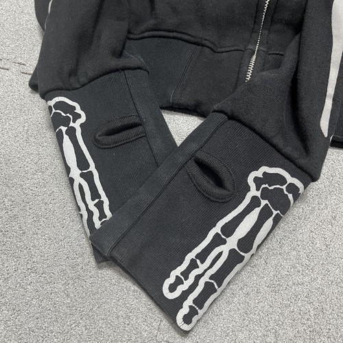 Felpa con cappuccio e zip VANSON Skullbone 917 stampa all over L scheletro osso nero - Foto 7 di 15