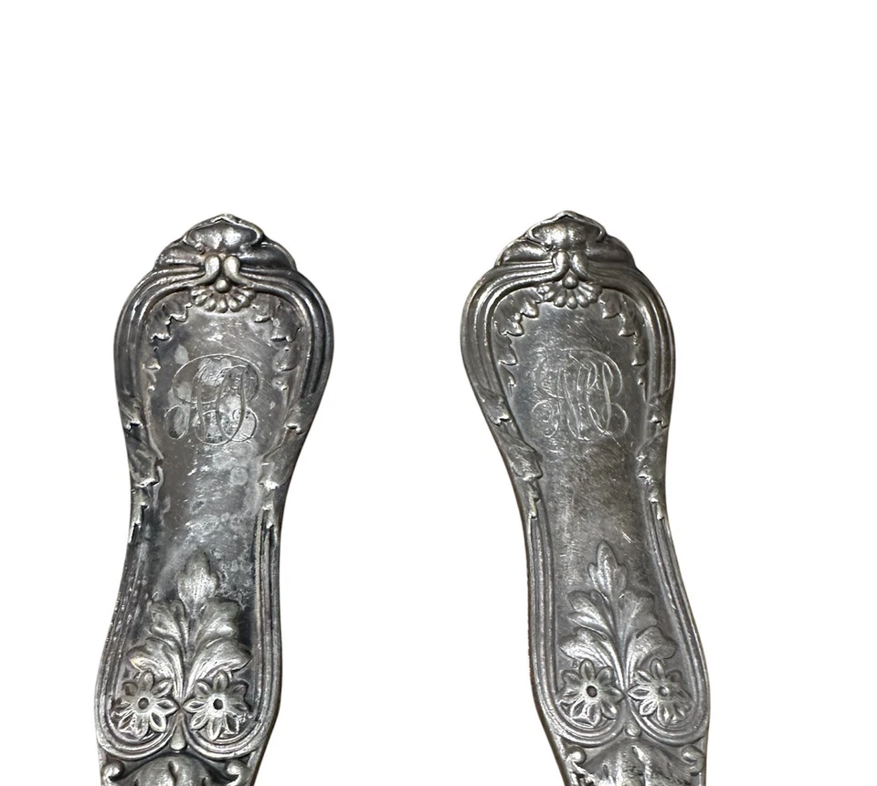 "Juego de 2 cucharas para servir Tiffany & Co EP patente 1884 Regent monograma MB 8,5""" Foto 4 de 4