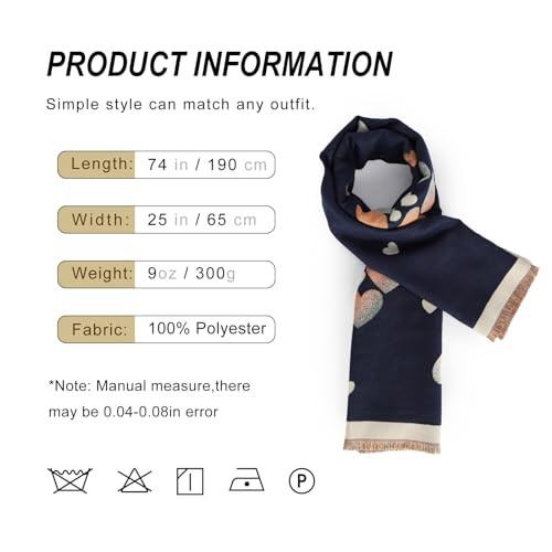 Scarf for Women Fall Winter Shawl Wraps Long Women Scarves Warm Soft Navy - Bild 5 von 5