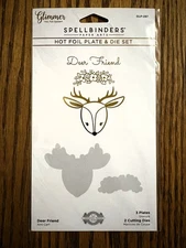 Spellbinders Glimmer Hot Foil Plate & Die Set Deer Friend GLP-287 | New