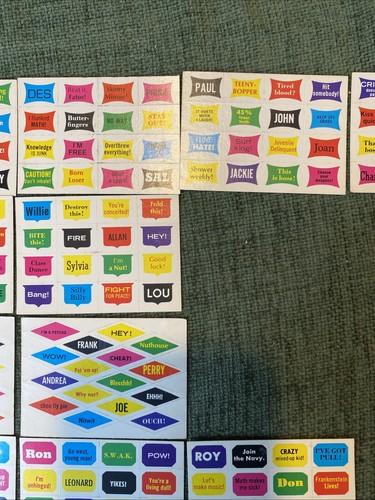A&BC-Mickey Takers Stickers, Joblot Of 27 Plus Rare Instruction Card 70s E185 - Foto 3 di 9