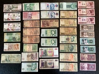 38 Mixed World Banknotes Lot Foreign Paper Money Collection (1966 2006) Currency