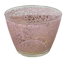 IKEA Glass Dessert Bowl Ideel Pink Flower Pattern Retired Replacement Piece