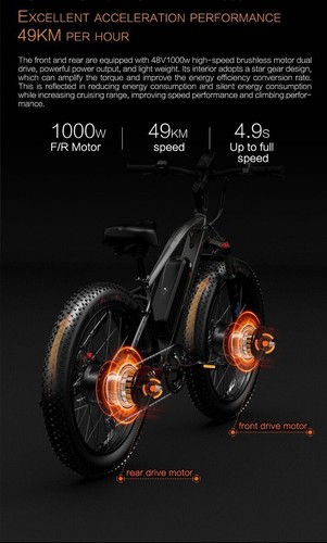 LANKELEISI MG740PLUS 2000W Electric Bicycle 48V20Ah Mountain E-bike 26" Fat Tire - Picture 6 of 20