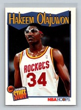 1991-92 Hoops Inside Stuff #304 Hakeem Olajuwon Houston Rockets Basketball Card