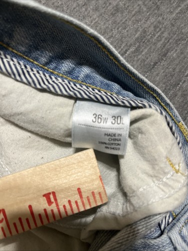 Old Navy Jeans Mens 36x30 Blue Bootcut Faded Light Wash Thrashed Destroyed 36x29 - Picture 4 of 10