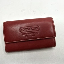 Vintage COACH-Est.1941 Wallet Red Leather Flap Snap Front Style-Zip Interior