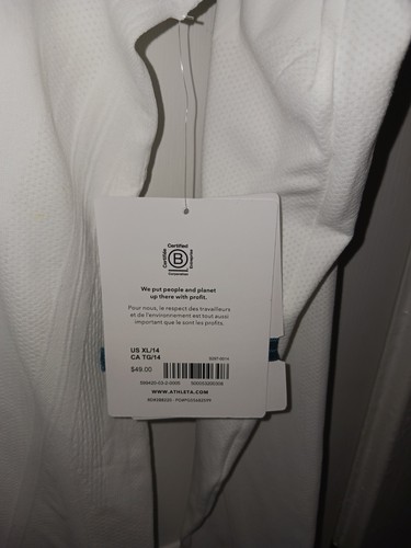 Athleta Girl Long Sleeve Shirt Size XL 14 White Power Up Top White - Picture 3 of 7
