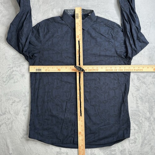John Lennon Blue / Black Mushrooms AOP Shirt Mens Large Long Sleeve Flip Cuff - Picture 8 of 18