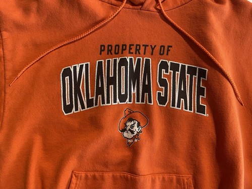 GOOD Size L Mens Oklahoma State Cowboys Long Sleeve Hoodie Sweater Cotton Orange - Imagen 5 de 8