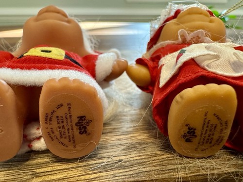 Pair of Mini Vintage Troll Dolls Russ Berrie Christmas Mr & Mrs Santa Claus 4.5" - Picture 5 of 6