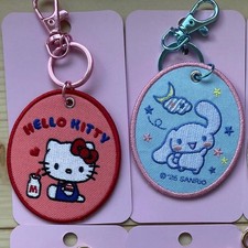 Embroidered patch keychain Kitty and Cinnamoroll with bonus