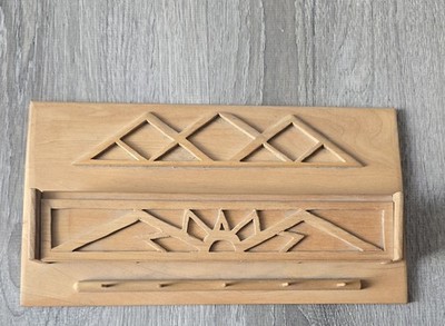 Vtg Wooden Sewing Thread Spool Holder Wall Rack / Keys / Letters / Handmade 