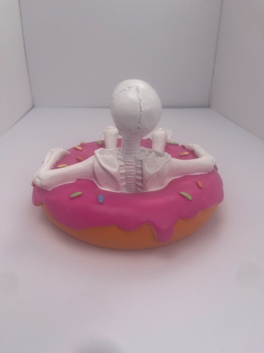 Summerween Skeleton Float Pink Frosted Donut Sprinkles Halloween Lounge Decor - Picture 4 of 5