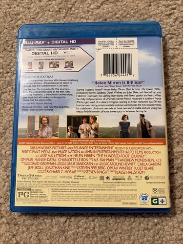 THE HUNDRED-FOOT JOURNEY (2014) Steven Spielberg, Oprah Winfrey, Used Blu-ray - Picture 2 of 7