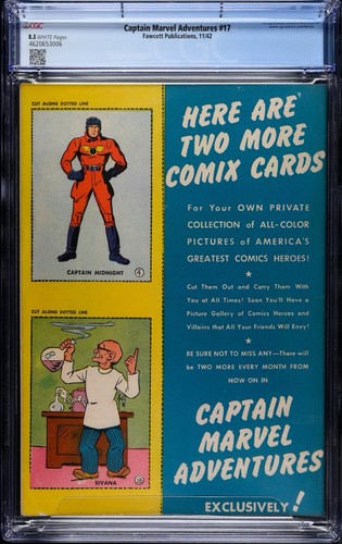 Captain Marvel Adventures #17 (1942) CGC 8.5 WHITE Pages - Picture 2 of 2