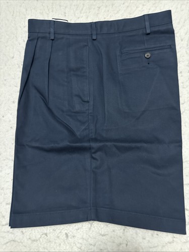 Men’s Navy Lands End S 46 Traditional Pleated Cotton Dress Shorts Style 406626 - Picture 3 of 14